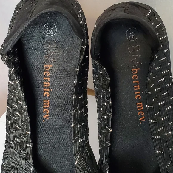 Bernie Mev Black and Silver Flat Size 38 - Picture 10 of 11